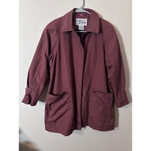 Vintage y2k maroon women's chore jacket trench coat with double lining size 10